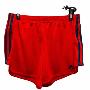 Adidas Red Athletic Shorts with Navy Stripes - Kids XL (14/16) (b5)